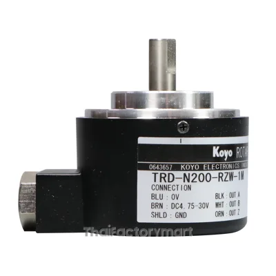 Koyo Encoder, Incremental, Medium Duty, 200 Pulses per Revolution, 8mm Solid Shaft, 50mm Diameter Body, 5-30VDC, Push-Pull (Totem Pole), IP65 (Waterjet Proof), 5 meter Cable, Tinned Ends, Mounting Screws included รูปที่ 2