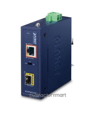 Planet IGTP-815AT Industrial Compact 100/1000BASE-X to 10/100/1000BASE-T 802.3at PoE+ Media Converter