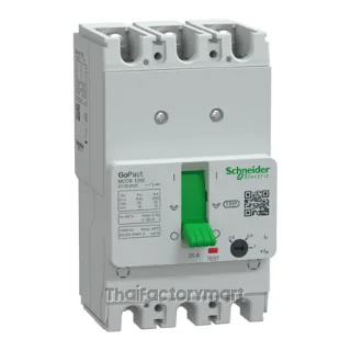Circuit breaker, GoPact MCCB 125, 3 poles, 15kA at 415VAC, 25A rating, TMD trip unit, adjustable thermal protection