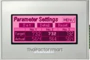 3.4” monochrome, 16 levels of grayscale, 3-color LED backlight White/Pink/Red , RS-485 isolated , USB A/mini B, DC24V