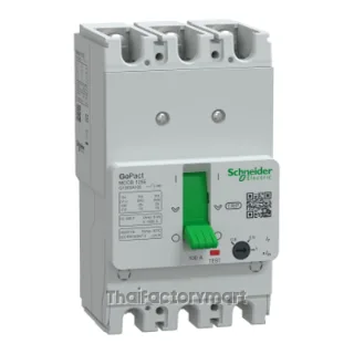 Circuit breaker, GoPact MCCB 125, 3 poles, 15kA at 415VAC, 100A rating, TMD trip unit, adjustable thermal protection
