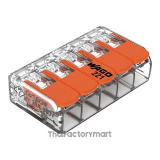 COMPACT Splicing Connector; for all conductor types; max. 4 mm²; 5-conductor; with levers; transparent housing; Surrounding air temperature: max 85°C (T85); 4,00 mm²; transparent