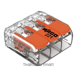 COMPACT Splicing Connector; for all conductor types; max. 6 mm²; 3-conductor; with levers; transparent housing; Surrounding air temperature: max 85°C (T85); 6,00 mm²; transparent