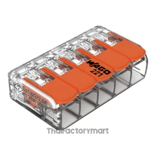 COMPACT Splicing Connector; for all conductor types; max. 6 mm²; 5-conductor; with levers; transparent housing; Surrounding air temperature: max 85°C (T85); 6,00 mm²; transparent