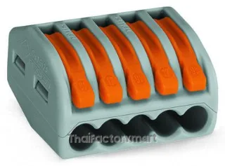 CLASSIC Splicing Connector; for all conductor types; max. 4 mm²; 5-conductor; with levers; gray housing; Surrounding air temperature: max 40°C; 2,50 mm²; gray
