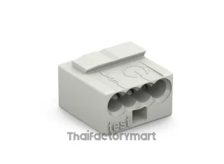 MICRO PUSH WIRE® connector for junction boxes; for solid conductors; 0.8 mm Ø; 4-conductor; light gray housing; light gray cover; Surrounding air temperature: max 60°C; light gray