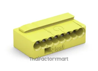 MICRO PUSH WIRE® connector for junction boxes; for solid conductors; 0.8 mm Ø; 8-conductor; light gray cover; Surrounding air temperature: max 60°C; yellow