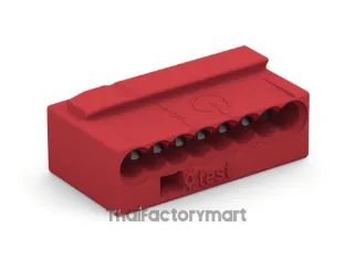 MICRO PUSH WIRE® connector for junction boxes; for solid conductors; 0.8 mm Ø; 8-conductor; light gray cover; Surrounding air temperature: max 60°C; red