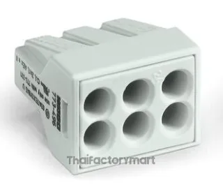 PUSH WIRE® connector for junction boxes; for solid and stranded conductors; for Ex applications; max. 2.5 mm²; 6-conductor; light gray housing; light gray cover; Surrounding air temperature: max 60°C; 2,50 mm²; light gray